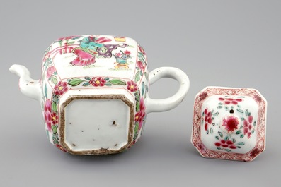 A Chinese famille rose teapot and cover, Yongzheng/Qianlong